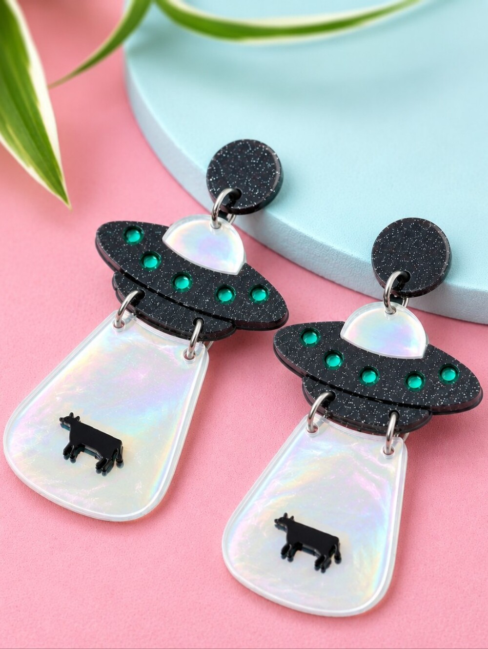 MODCLOTH UFO COW ABDUCTION EARRINGS 2 - Picture 2 of 4